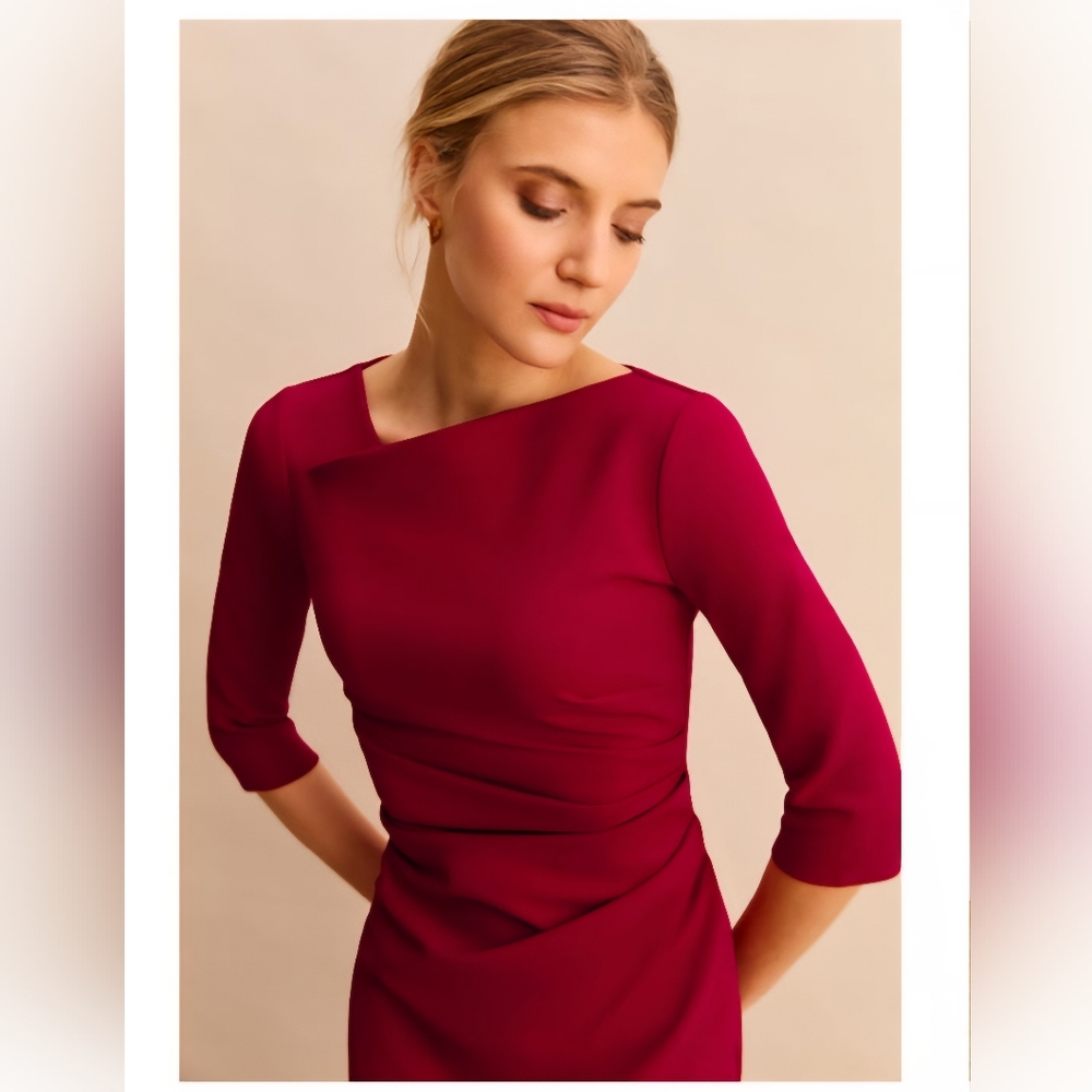 NWT Libby London Tiverton Stretch Crepe Dress in Red Size 10 (UK 14) - Picture 2 of 5